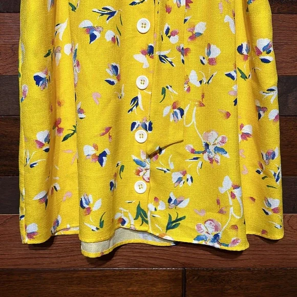 Floral Yellow A-Line Skirt Womans XL - Picture 3 of 11